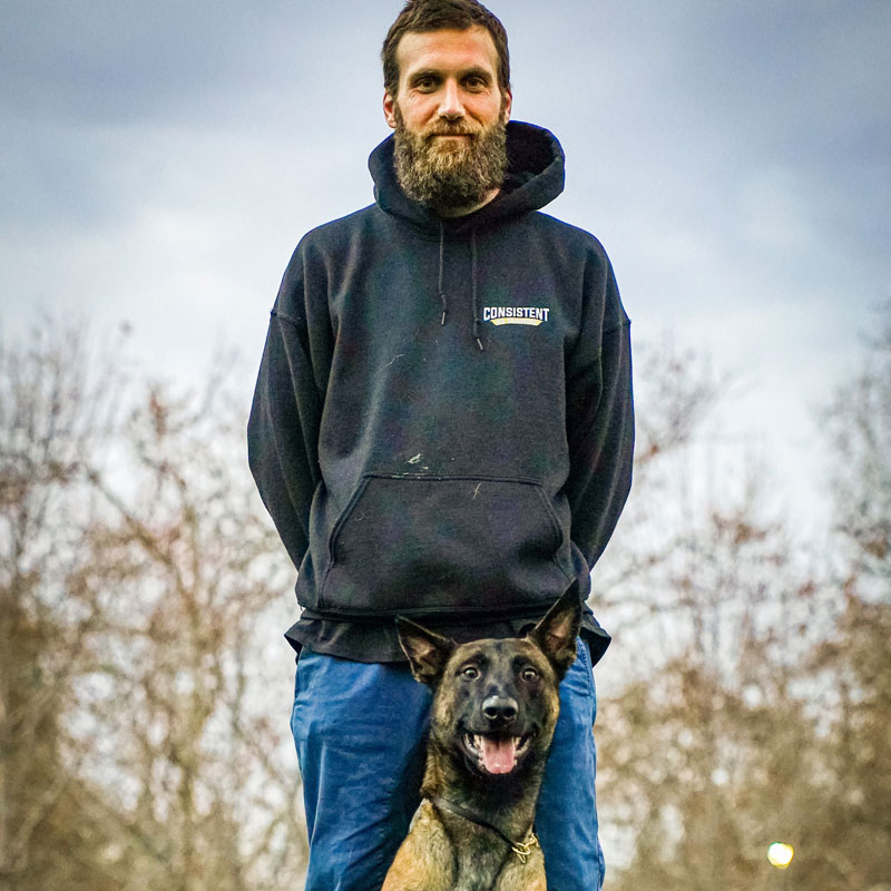 Nick DeSalvatore with his dog
